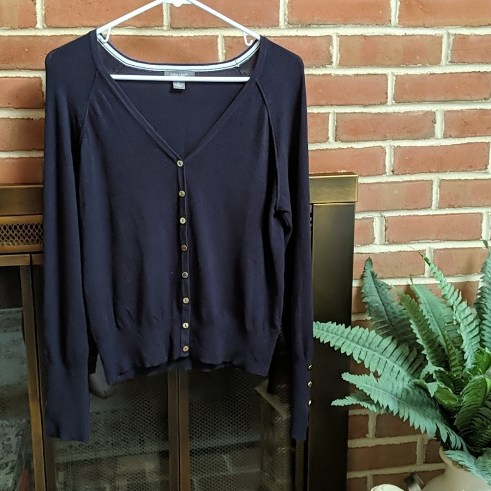 Primark Navy Cardigan with Metallic Buttons